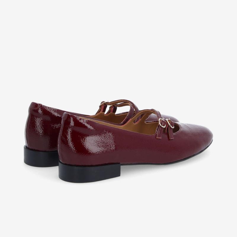 FLORA BALLERINA W - WRINKLED PATENT - BORDEAUX